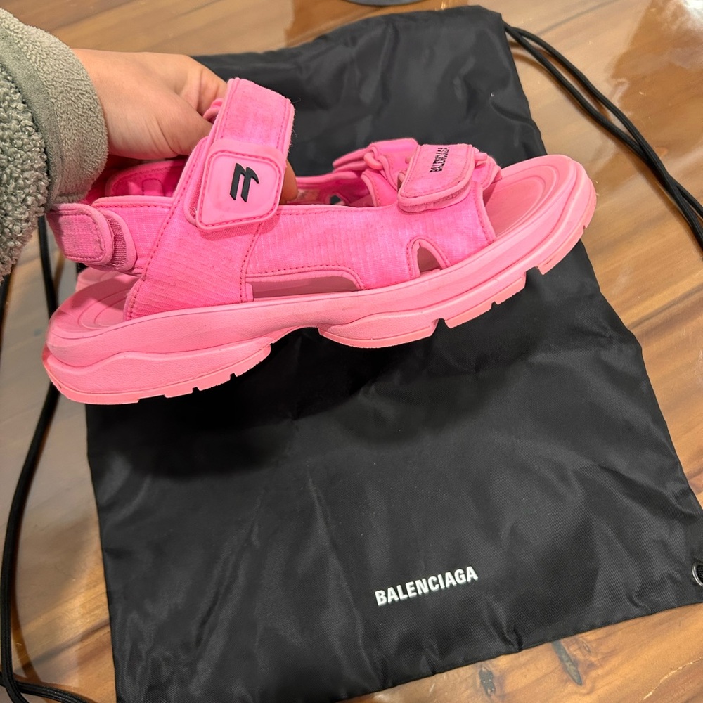 Balenciaga Tourist Sandal Fluorescent Pink 37 gently used - Picture 6 of 7